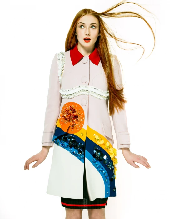 Sophie Turner redhead actress blue eyes beauty one person