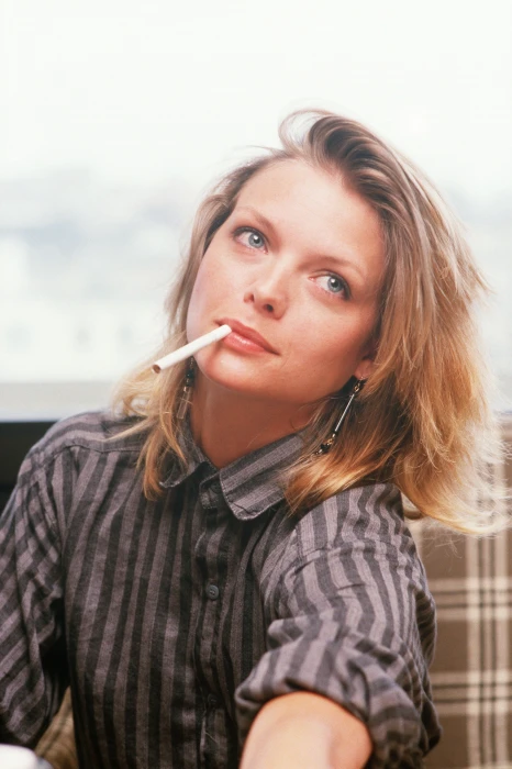 women actress Michelle Pfeiffer shirt cigarettes smoking