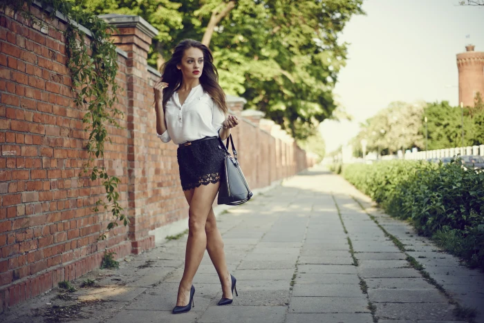 women actress Sylwia Nowak long hair brunette outdoors 2k