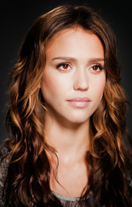 women's black and white shirt Jessica Alba actress long hair