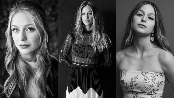 women Melissa Benoist actress collage portrait hair long
