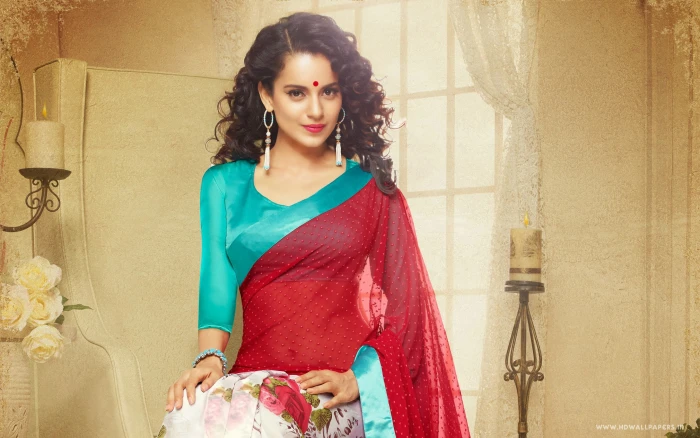 women saree bindi Kangna Ranaut celebrity Indian Bollywood 2k
