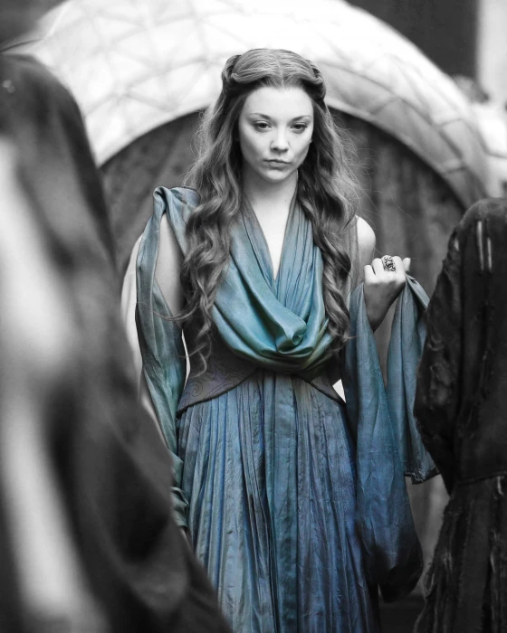 women's blue plunging neckline dress selective coloring Photoshop 2k