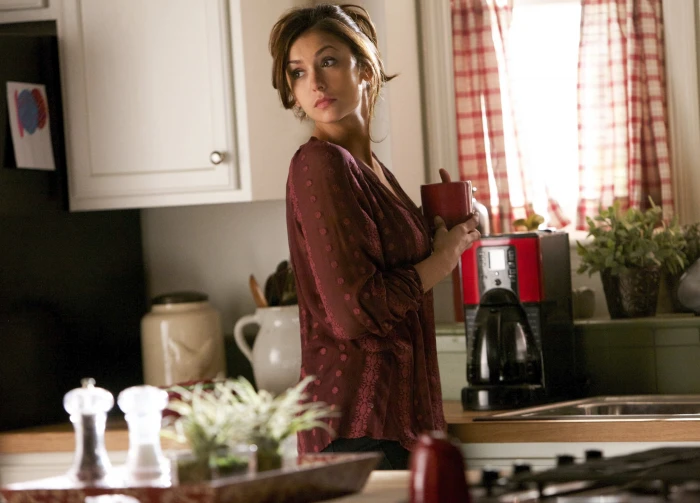 women's maroon dress girl actress brunette kitchen the series 2k