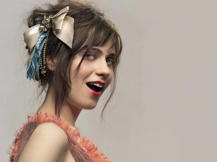 Zooey Deschanel actress women portrait headshot one person