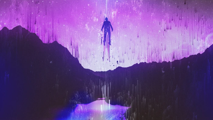 Journey Purple Life Soul Moon Glitch art 2k 4k 5k 8k