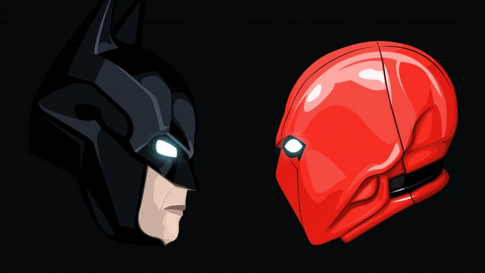 Batman Dark background Minimal Red Hood Black 2k 4k 5k 8k