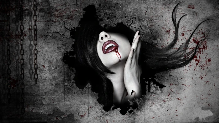 px art blood Dark face fantasy Gothic horror vampires women Nature Trees HD Art 2k