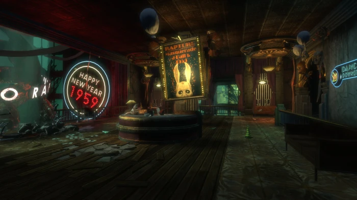happy new year signage video games BioShock illuminated 2k 4k