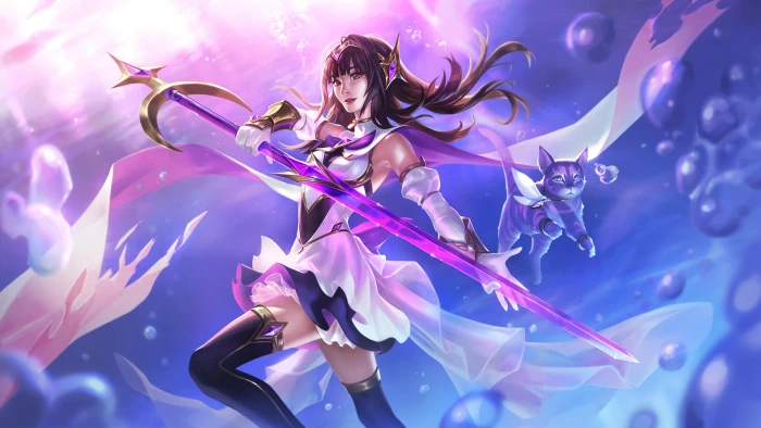 The Violet Sorceress and her cat companion