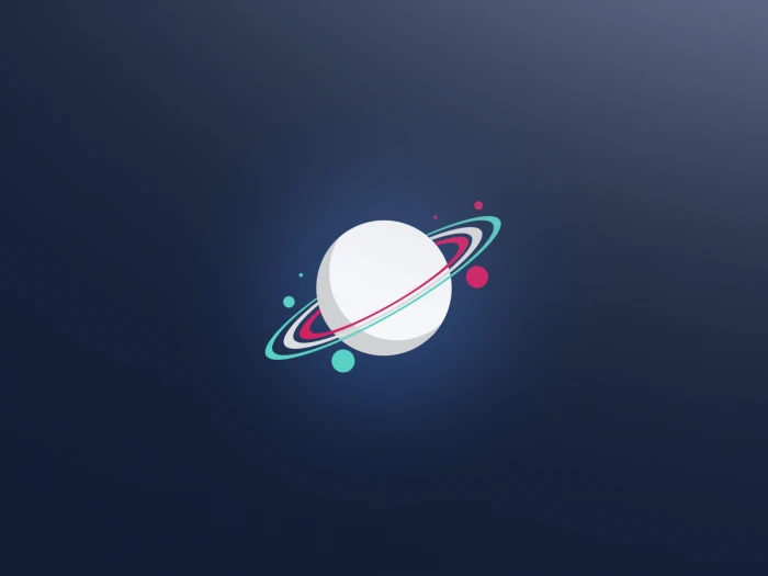 Saturn icon minimalism planet blue bright simple background 2k