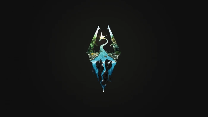 black and white logo The Elder Scrolls V Skyrim video games 2k