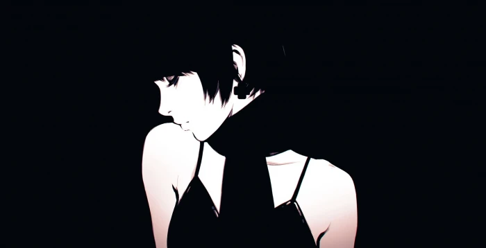 woman wearing black spaghetti strap top digital wallpaper anime 2k