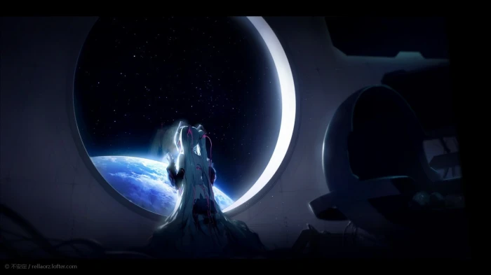 anime Vocaloid Hatsune Miku night space dark nature no people 2k