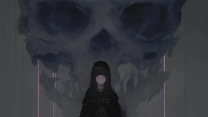 black haired female illustration digital art artwork Aoi Ogata 2k