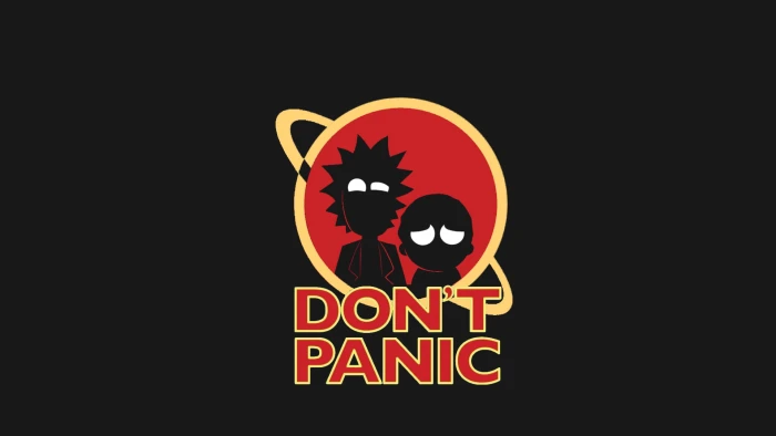 Rick and Morty Don't Panic digital wallpaper illustration 2k