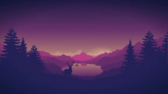 silhouette deer surrounded by trees wallpaper artwork antlers 2k