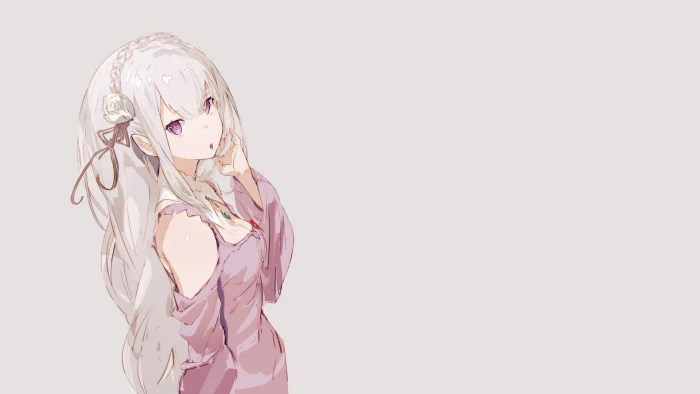 female anime character illustration Emilia Re Zero Kara Hajimeru Isekai Seikatsu 2k