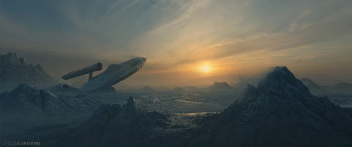 gray mountain digital wallpaper science fiction Star Trek sky 2k