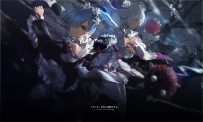 anime digital wallpaper Rem Re Zero Ram Kara Hajimeru Isekai Seikatsu 2k