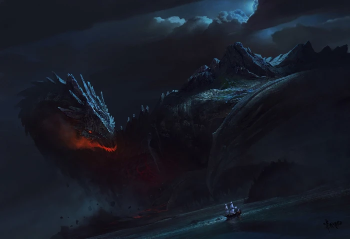 black dragon wallpaper fantasy art ship sailing cloud sky 2k