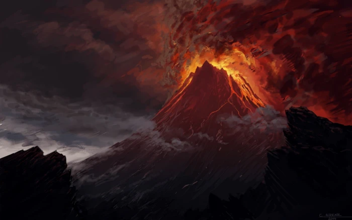 brown and black volcano mountain wallpaper Mount Doom The Lord of the Rings 2k