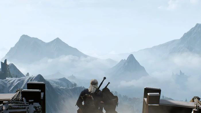 Geralt of Riva Yennefer Skellige mountains The Witcher 3 Wild Hunt 2k