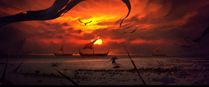 boats and sunset wallpaper digital art artwork Dominik Mayer 2k