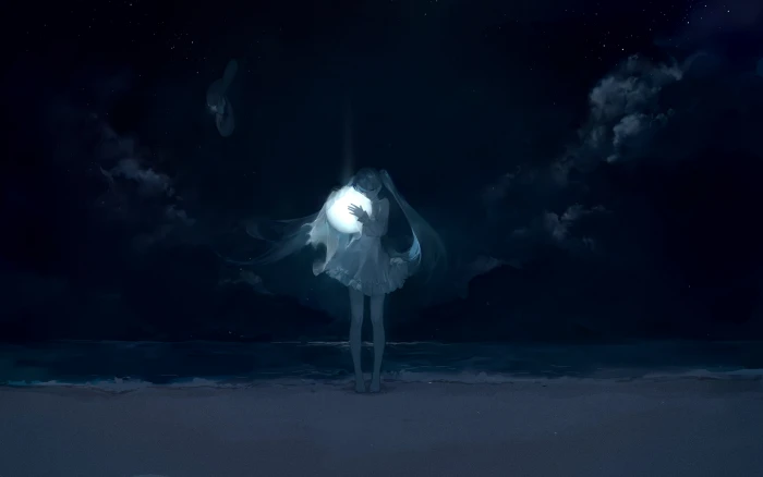 Hatsune Miku night beach 2k