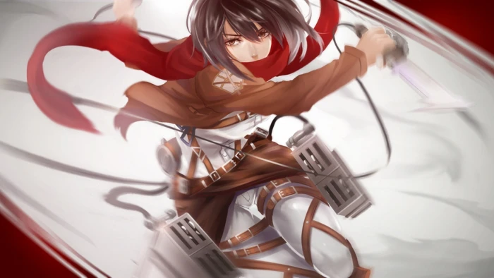 female anime character illustration Shingeki no Kyojin Mikasa Ackerman 2k
