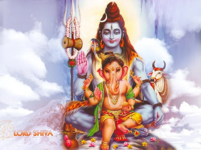 Lord Shiva With Ganesha and illustration