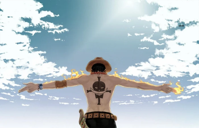 One Piece Portgas D Ace anime sky human arm limb arms outstretched 2k