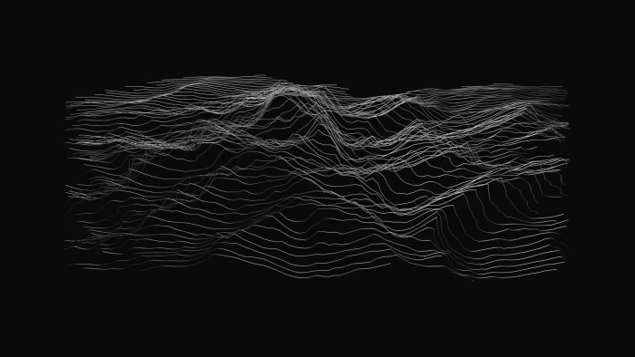white silk geometry topographic black background studio shot 2k