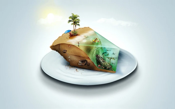 plate with sea themed clip art digital simple background 2k