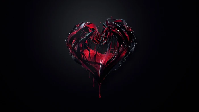red and black heart illustration bleading 2k