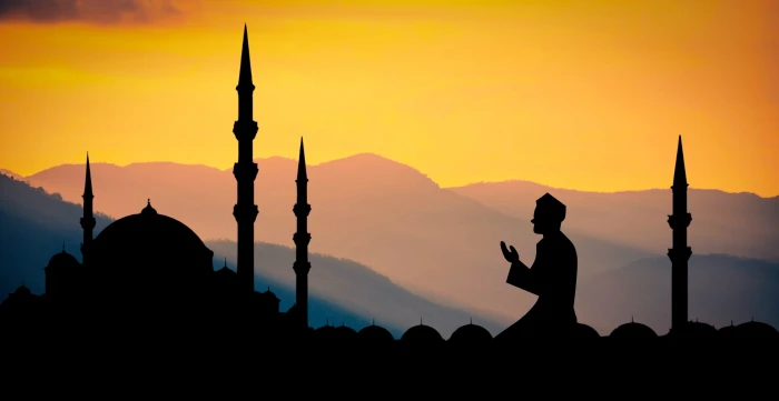 silhouette of man praying on temple ramadan masjid islamic 2k