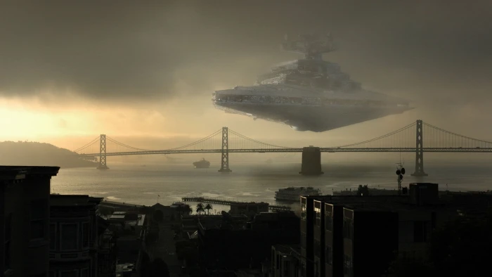 Star Wars Destroyer digital wallpaper spaceship landscape 2k