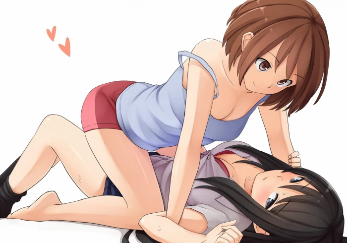 two female anime character digital wallpaper yuri original characters