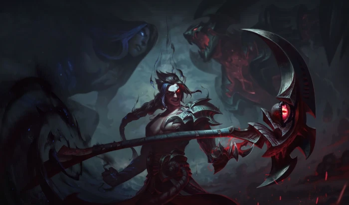 warrior character illustration Kayn League of Legends fantasy weapon 2k