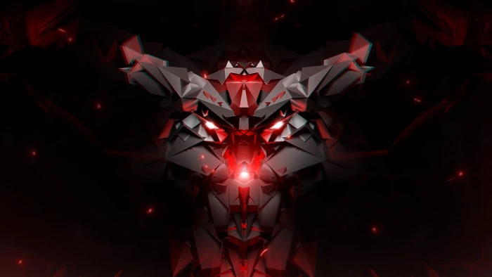 Abstract Red HD black and red pixelated dog video game character 2k