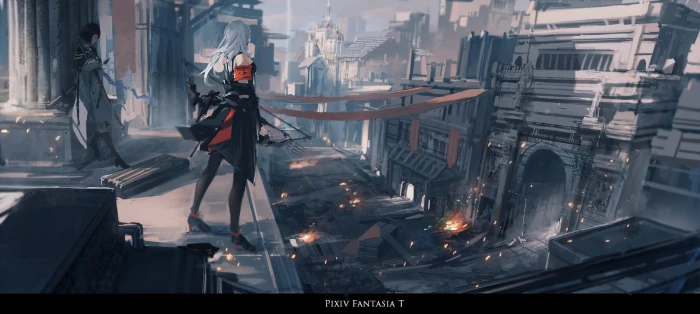 anime digital wallpaper Archer Natus original characters long hair 2k