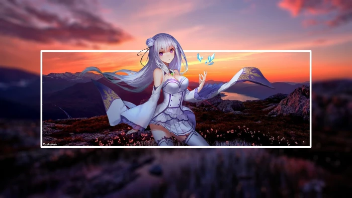 anime girls Emilia Re Zero Kara Hajimeru Isekai Seikatsu 2k