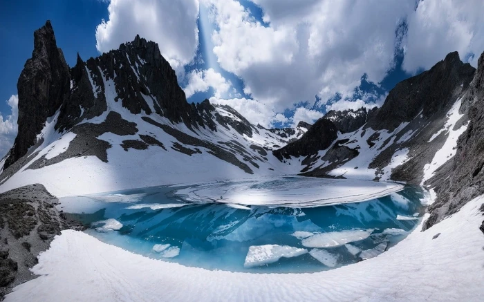 black mountain and snowy terrain nature landscape mountains