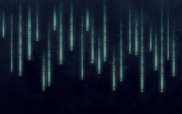 black background with binary text overlay untitled The Matrix 2k