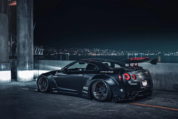 black Nissan GT R coupe City Japan Car Matte Sport 2k