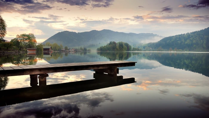 brown wooden dock nature landscape Guatemala South America 2k