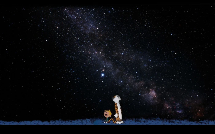 Calvin and Hobbes star space astronomy night sky galaxy 2k