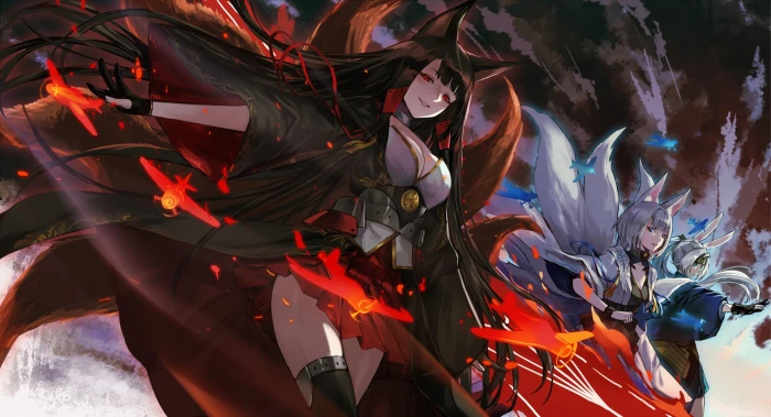 anime comic art Azur Lane Akagi Kaga 2k