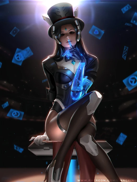female cyborg illustration Overwatch women brunette video games 2k