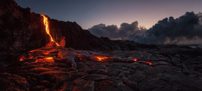 flowing lava wallpaper nature volcano Hawaii island rocks 2k